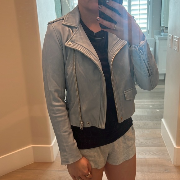 IRO PALE BLUE LEATHER JACKET - Picture 2 of 5